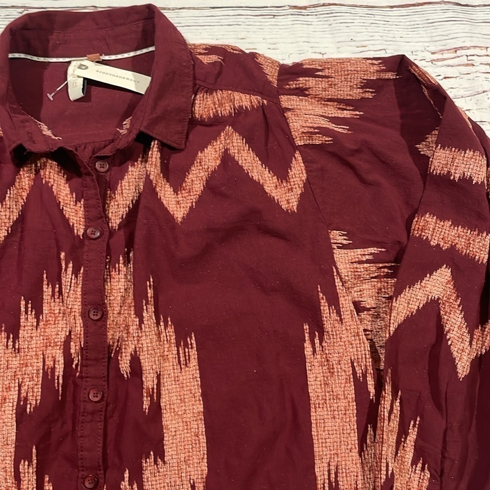 NWT Anthropologie Pilcro The Romy Relaxed Geometric Buttondown Top - Picture 9 of 11